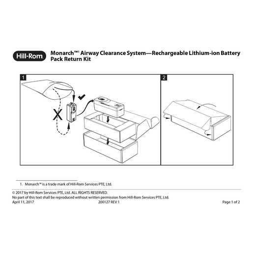 Instruction Sheet, Monarch Battery Return Kit