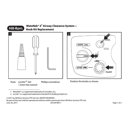 Instruction Sheet, Metaneb Knob Service Kit